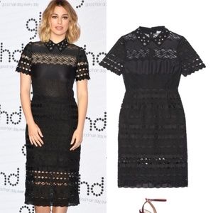 EUC Sandro Black Lace Collared Dress